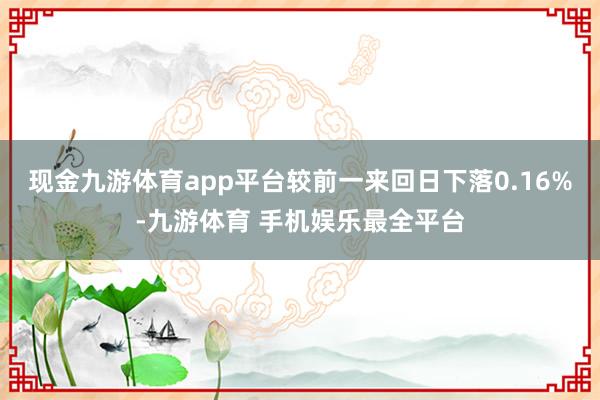 现金九游体育app平台较前一来回日下落0.16%-九游体育 手机娱乐最全平台